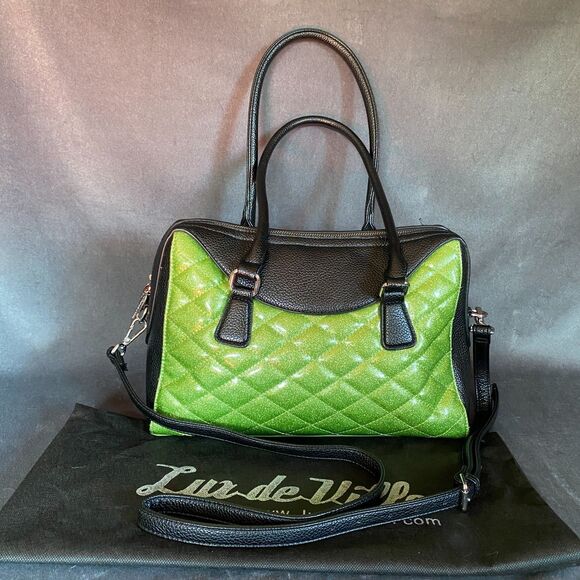 Lux de Ville Green Quilted Route 66 Purse Retro Rockabilly Pinup - Free Shipping - Picture 6 of 16
